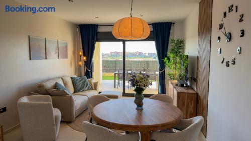 Dining area with garden views at Casa Los Narejos