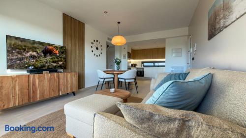 Open-plan living and dining room looking towards the kitchen