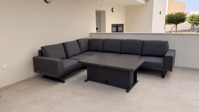 Enclosed private terrace with comfortable outdoor lounge seating